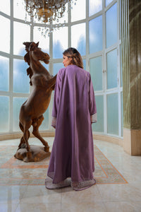 عباية اللؤلؤ المحجبة – لون موف ترابي