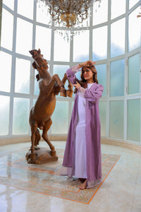 عباية اللؤلؤ المحجبة – لون موف ترابي