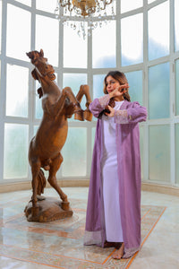 عباية اللؤلؤ المحجبة – لون موف ترابي