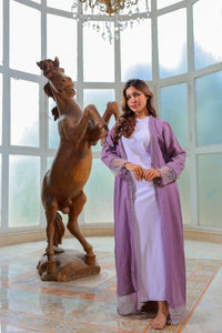 عباية اللؤلؤ المحجبة – لون موف ترابي