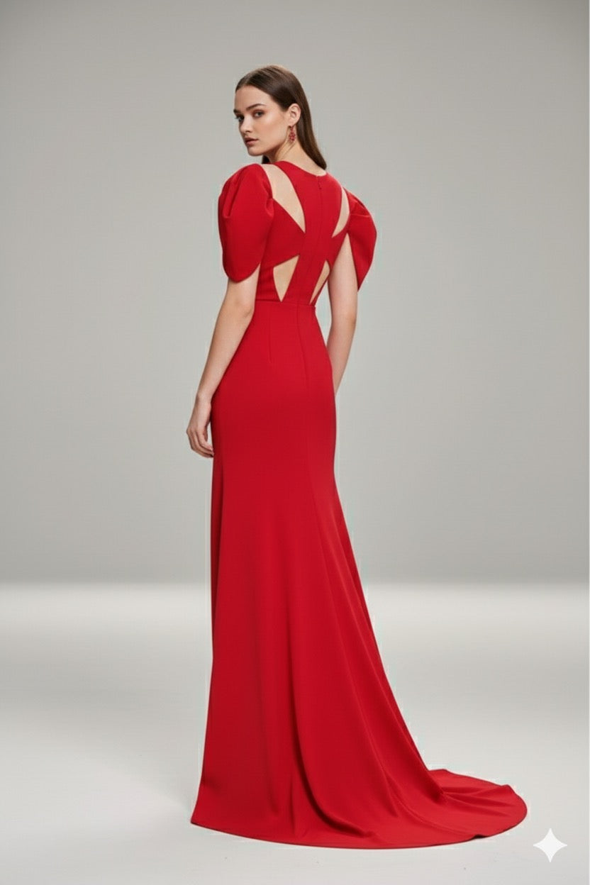 Image of فستان منحوت قرمزي – أحمر