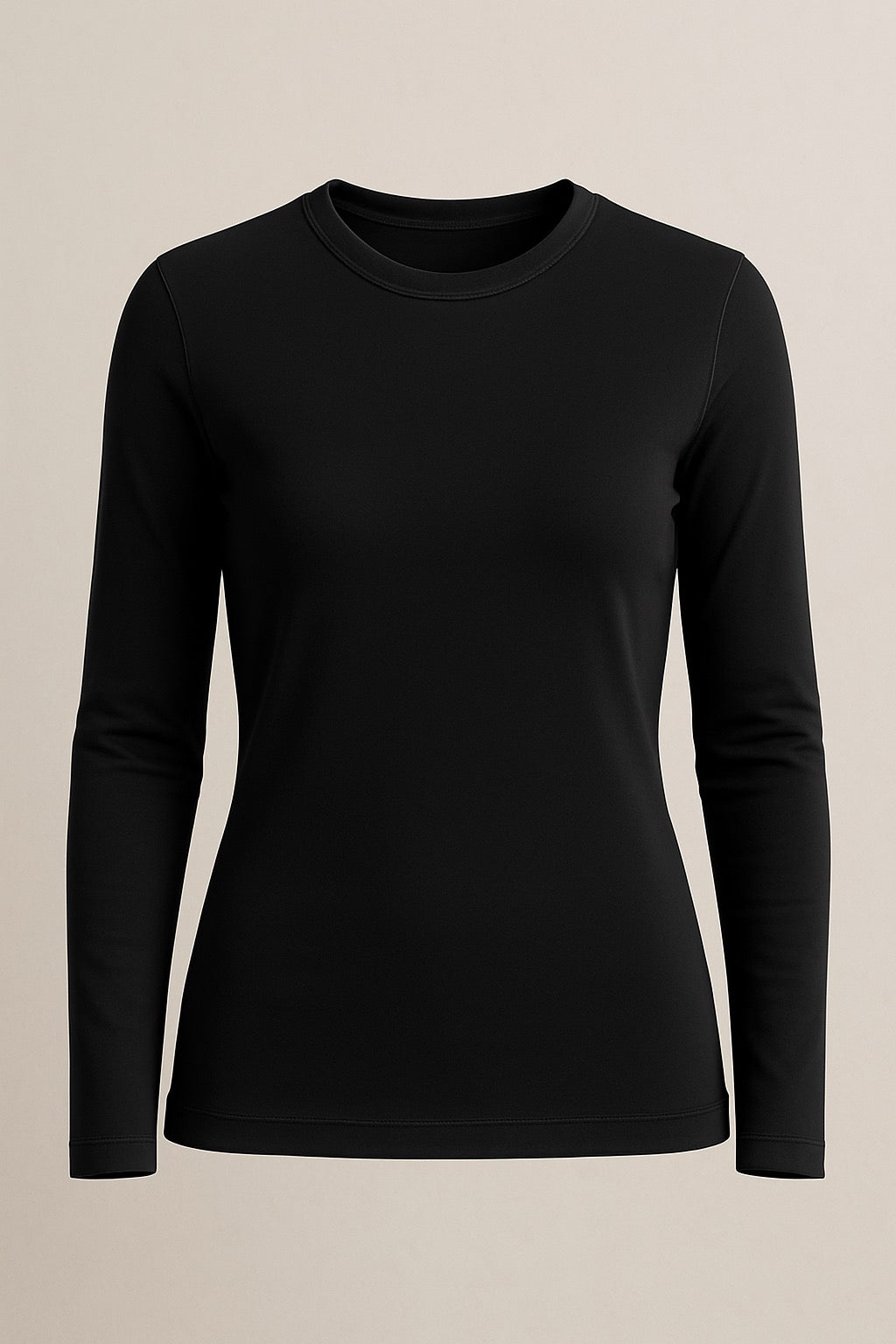 Image of بلوزة أساسية ذات خياطة مسطحة - أسود