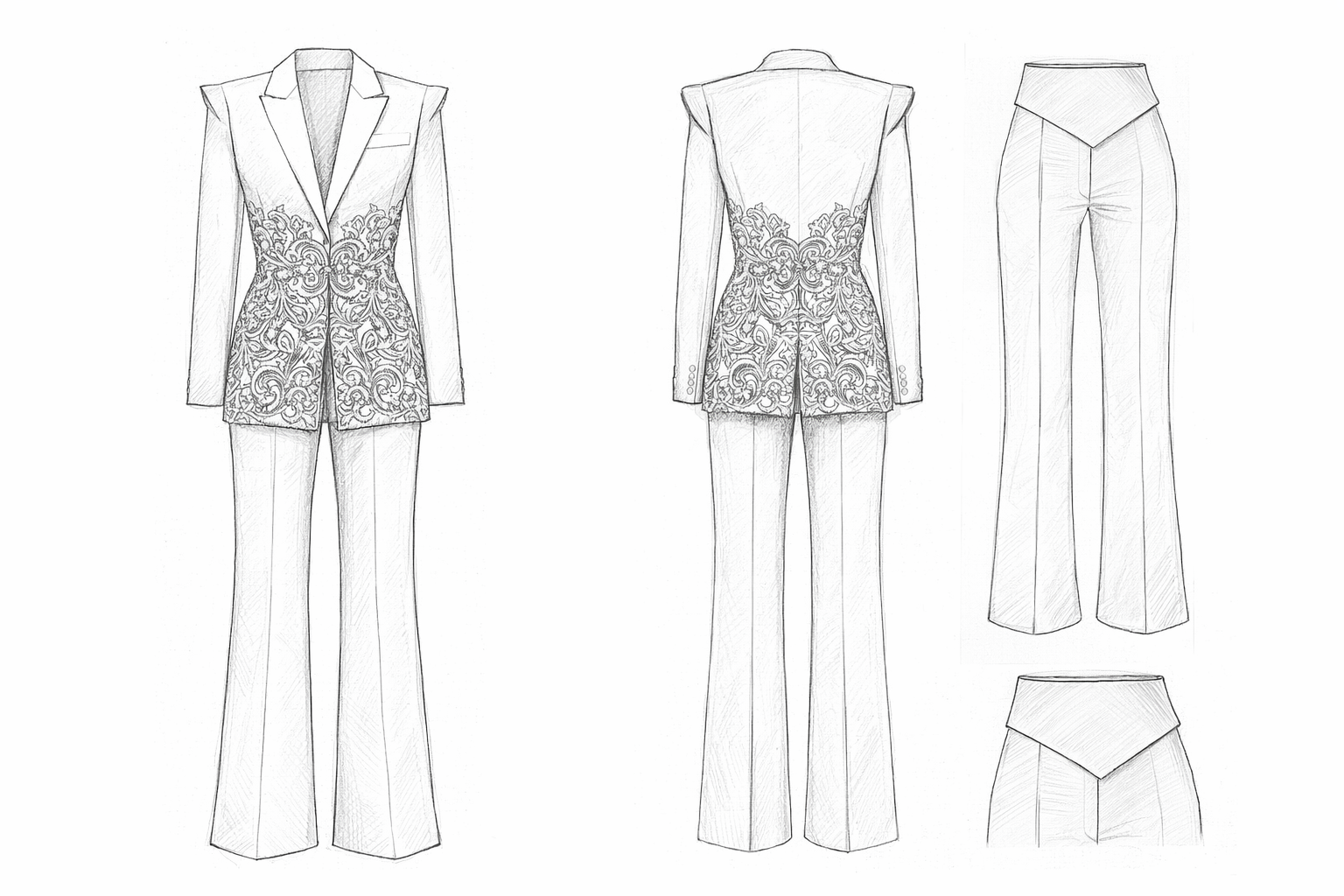 Image of Embroidered Black Evening Suit