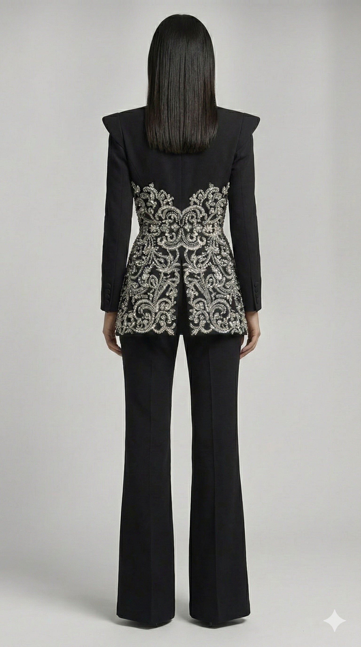Image of Embroidered Black Evening Suit