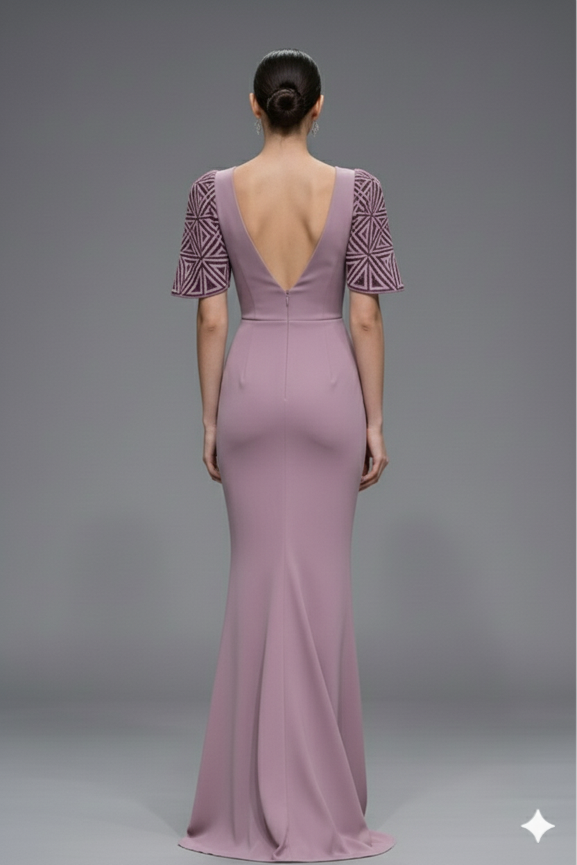 Image of فستان جيومتريك جريس – لون موف ناعم