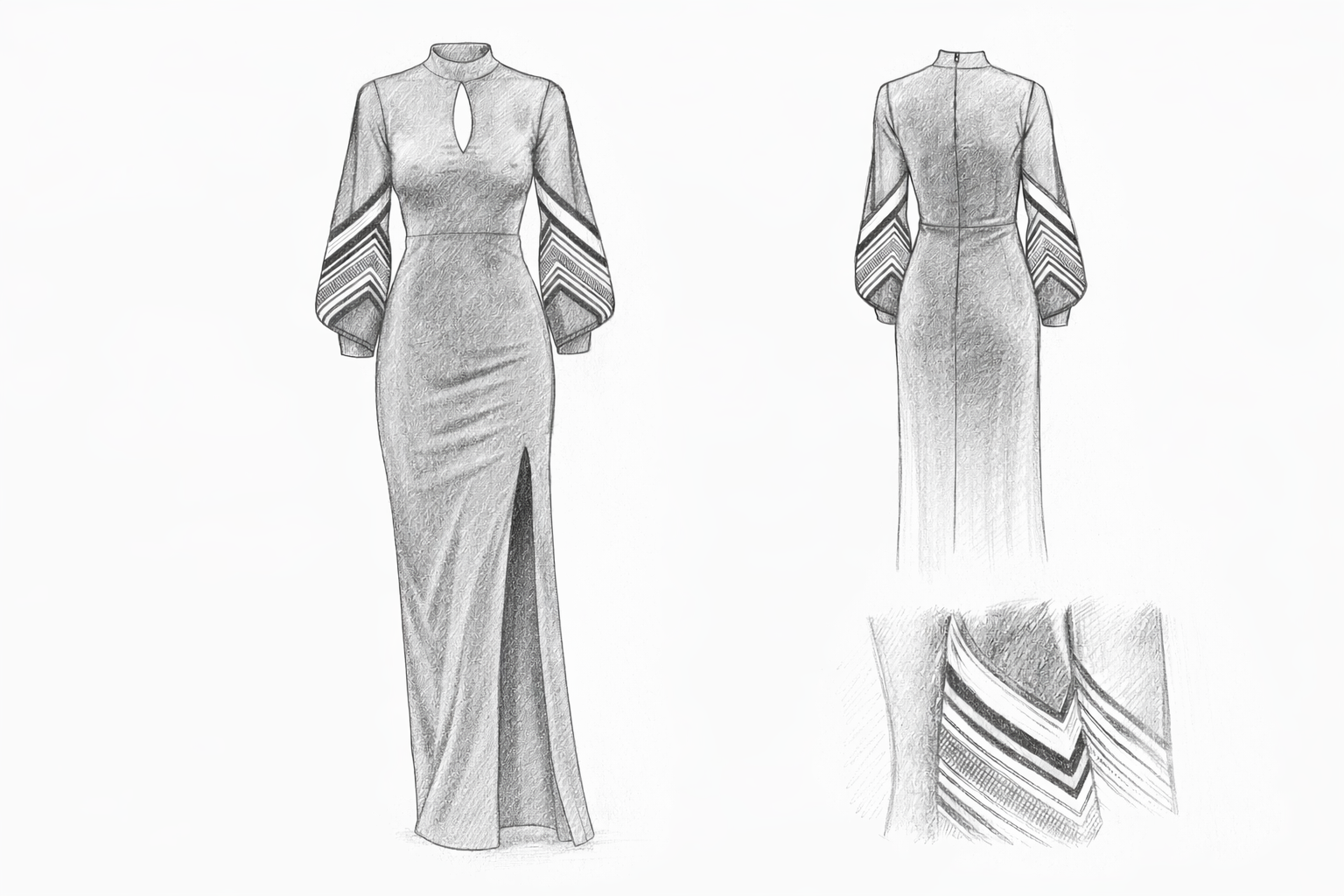 Image of فستان بتصميم هندسي باللون الأزرق الملكي - منتصف الليل