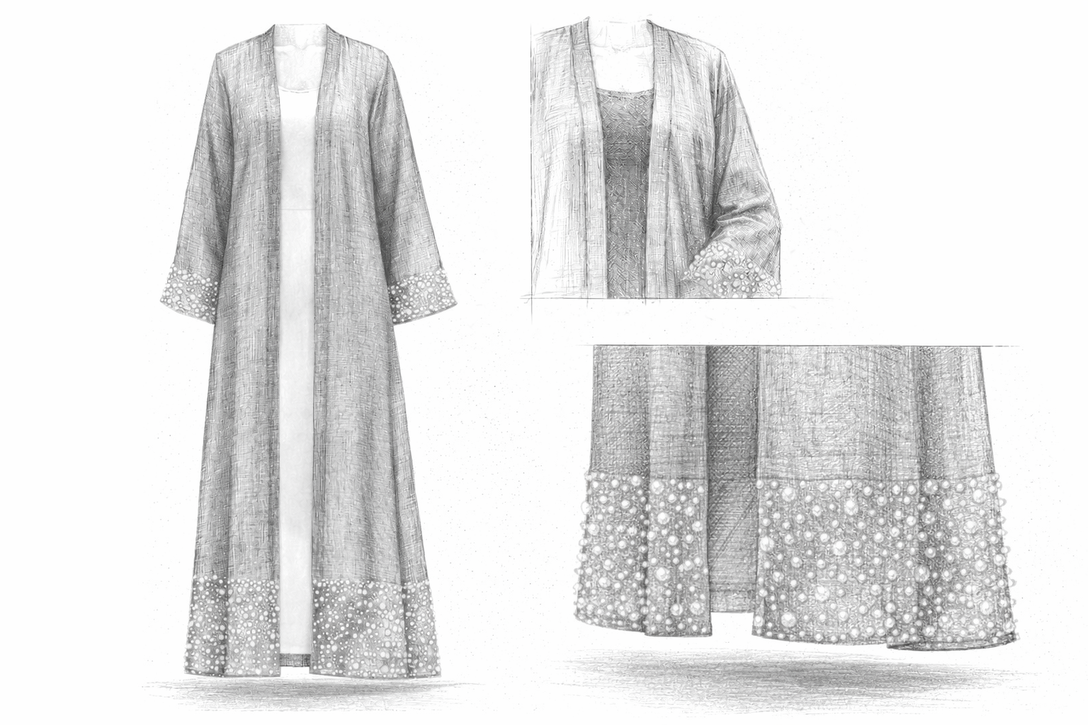 Image of عباية اللؤلؤ المحجبة – لون موف ترابي